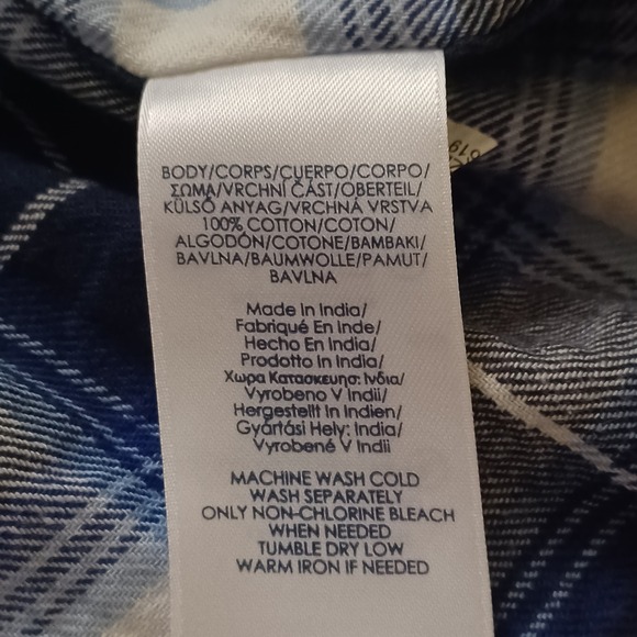 Chaps Performance Blue Plaid Flannel Shirt Men's Large L/S Cotton Rustic Preppy - Picture 7 of 10